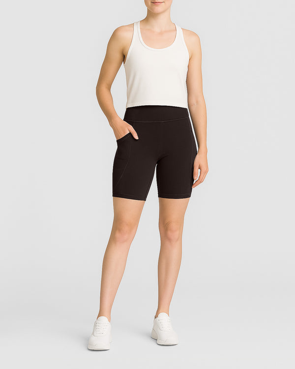 Dena Recycled Biker Shorts Met Zakken - Espresso